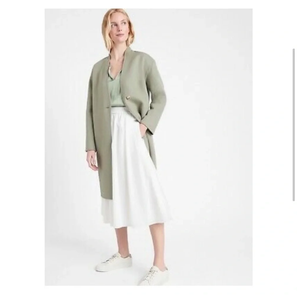 NWT Banana Republic Double-Faced Cocoon Coat Sage Green Size Medium - Picture 4 of 4